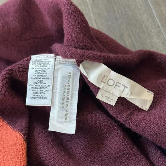 Loft Sleeveless Sweater Pullover Striped Mock Neck Poncho Vest Women's Sz Small - Picture 6 of 6